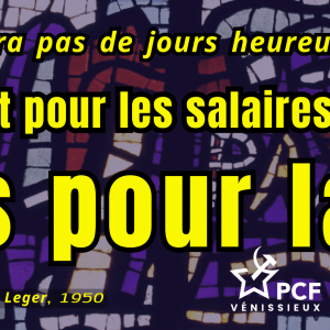 Banderolle contre la guerre (salaires)